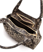 Metallic Snake Crystal Studded Shoulder Bag