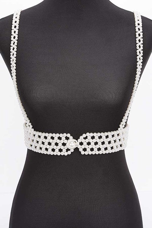 Braided Faux Pearl Harness Belt - Body By J'ne