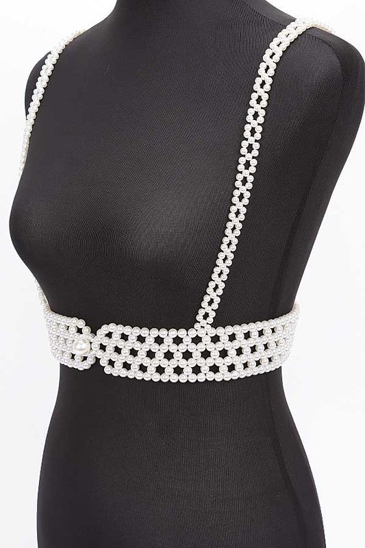 Braided Faux Pearl Harness Belt - Body By J'ne