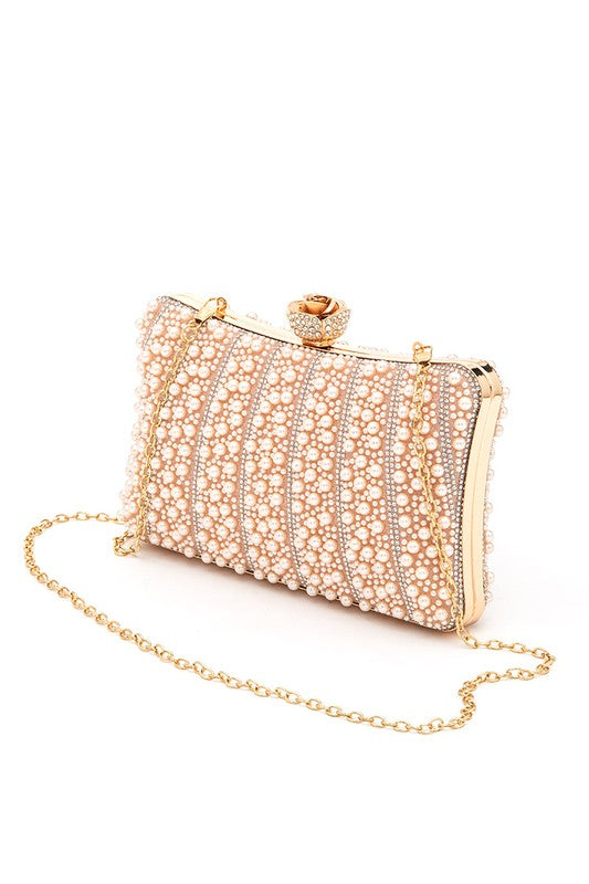 Pearl Rhinestone Evening Formal Box Clutch - Body By J'ne