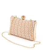 Pearl Rhinestone Evening Formal Box Clutch