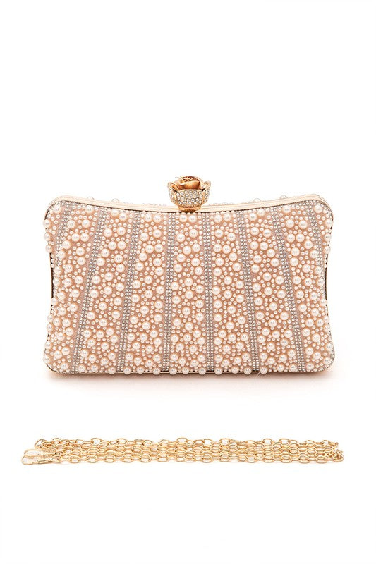 Pearl Rhinestone Evening Formal Box Clutch - Body By J'ne