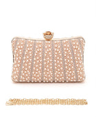 Pearl Rhinestone Evening Formal Box Clutch