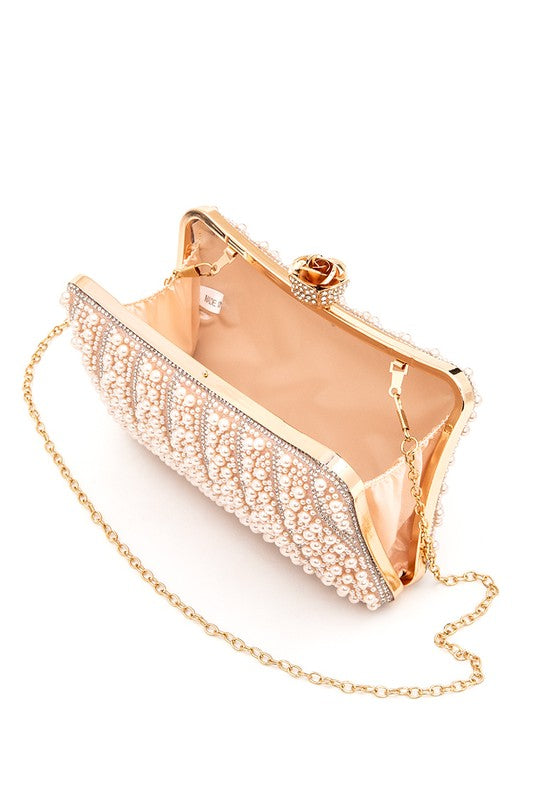 Pearl Rhinestone Evening Formal Box Clutch - Body By J'ne