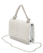 Pearl Studs Rhinestone Handle Clutch Bag