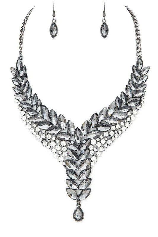 Crystal Marquis Statement Necklace Set - Body By J'ne