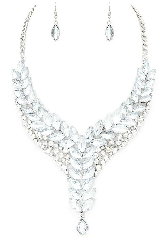 Crystal Marquis Statement Necklace Set - Body By J'ne
