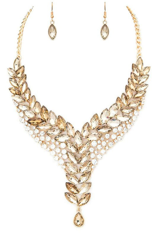 Crystal Marquis Statement Necklace Set - Body By J'ne