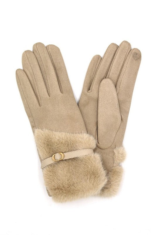 Faux Fur Ultra Suede Fashion Gloves - Body By J'ne