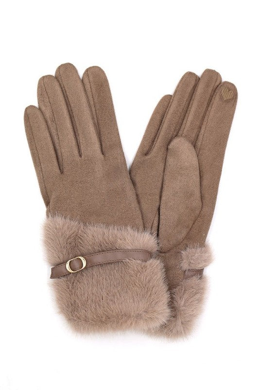 Faux Fur Ultra Suede Fashion Gloves - Body By J'ne
