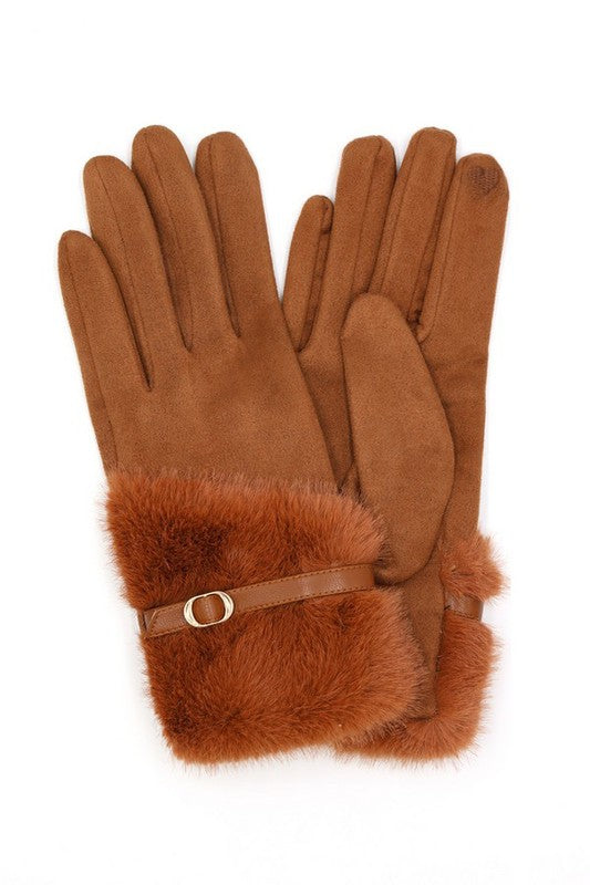 Faux Fur Ultra Suede Fashion Gloves - Body By J'ne