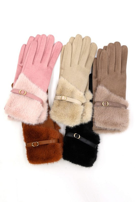 Faux Fur Ultra Suede Fashion Gloves - Body By J'ne