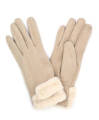 Faux Suede Fur Cuff Winter Gloves