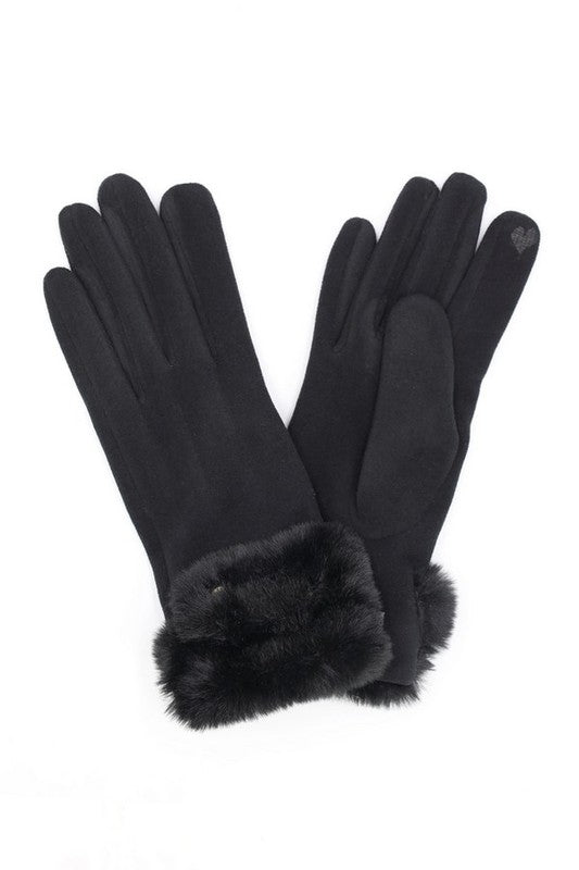 Faux Suede Fur Cuff Winter Gloves - Body By J'ne
