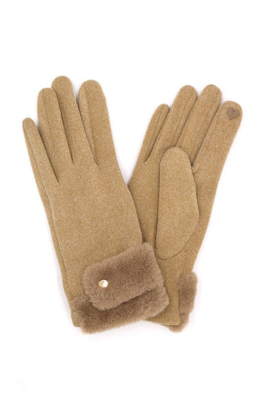 Faux Suede Fur Cuff Winter Gloves - Body By J'ne