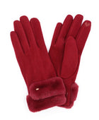 Faux Suede Fur Cuff Winter Gloves