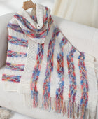 Fringe Contrast Hooded Poncho