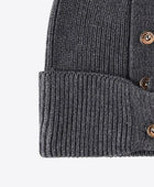 Button Detail Rib-Knit Cuff Beanie