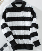 Striped Round Neck Long Sleeve Sweater