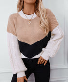 Contrast Round Neck Long Sleeve Sweater