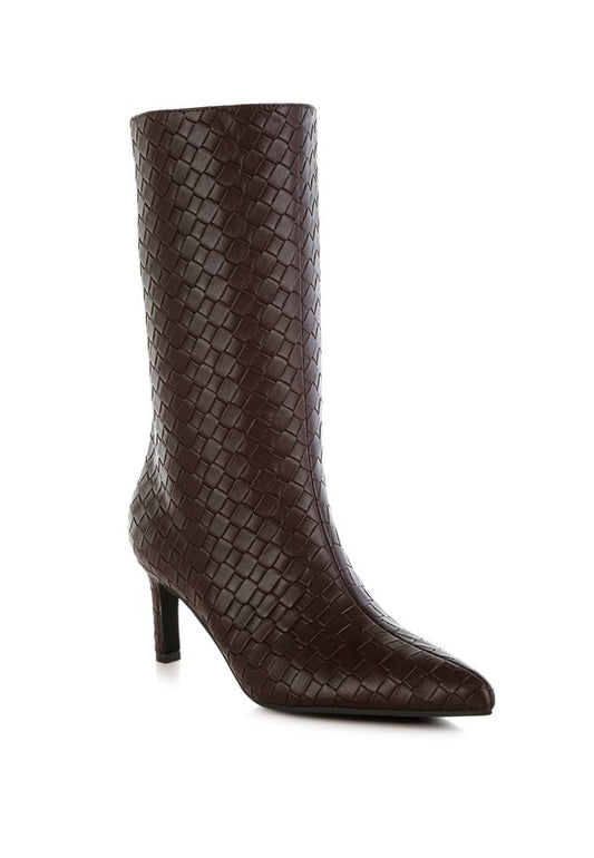 Mentha Woven Faux Leather Boots - Body By J'ne