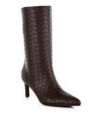 Mentha Woven Faux Leather Boots