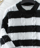 Striped Round Neck Long Sleeve Sweater