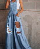 Distressed Wide Leg Denim Overalls - Body By J'ne