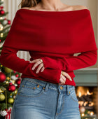 Off-Shoulder Long Sleeve Sweater