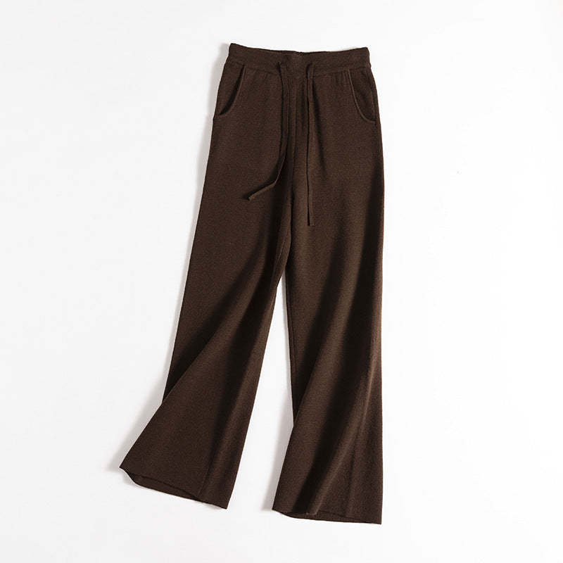 Thick Version Soft Glutinous Wool Drawstring High Waist Straight Wide Leg Pants - Body By J'ne