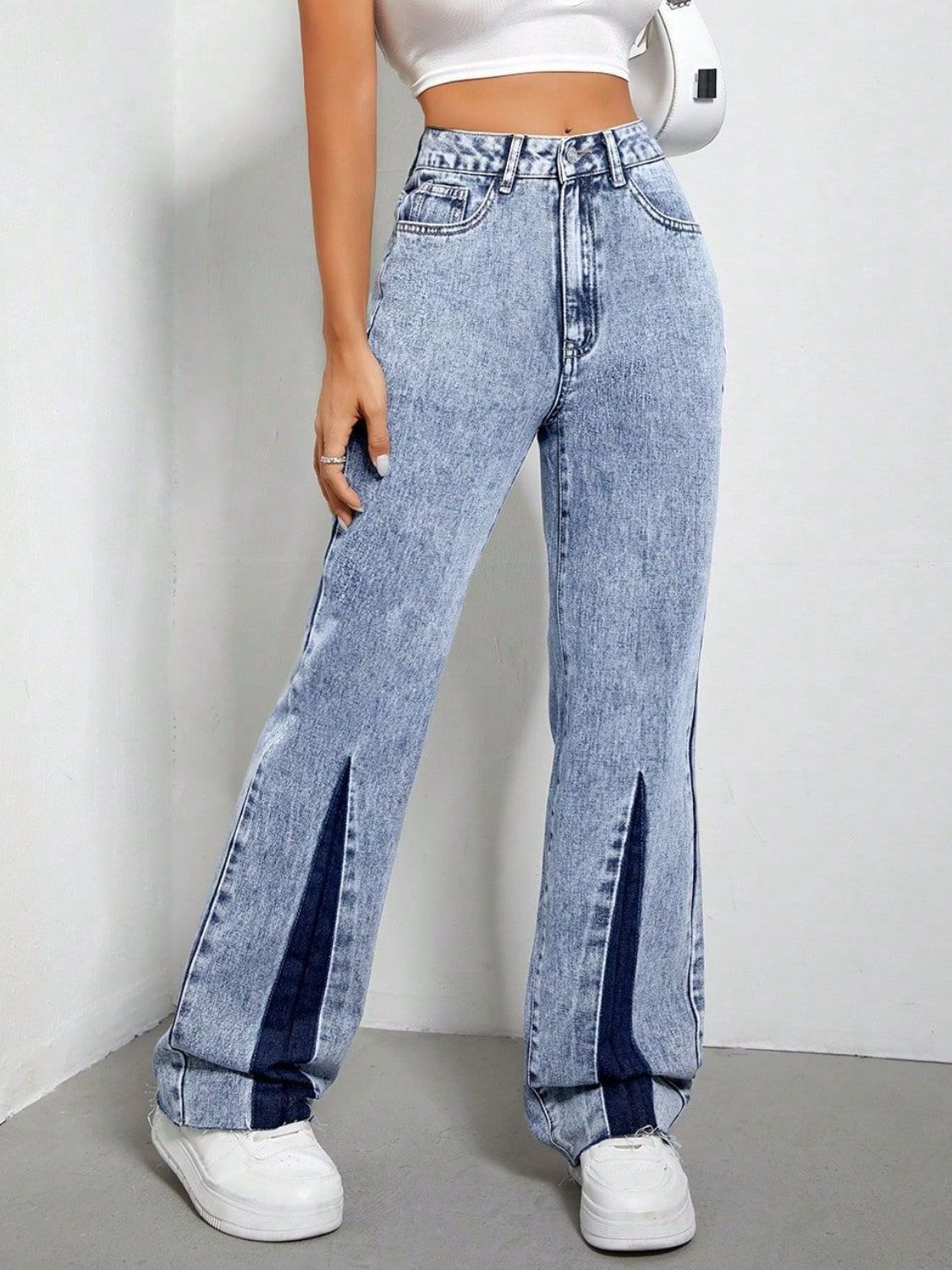 Contrast Bootcut Jeans with Pockets - Body By J'ne