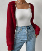 Honey Open Front Long Sleeve Cropped Cardigan