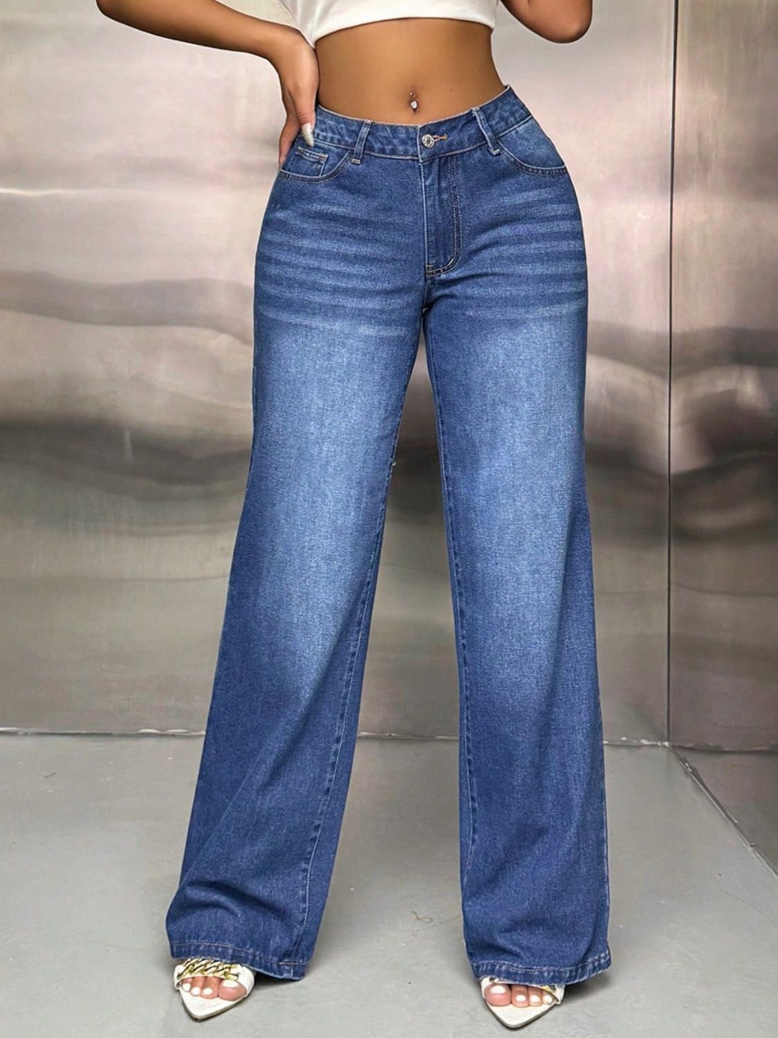 Wide Leg Jeans with Pockets - Body By J'ne