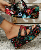 Cutout Floral Peep Toe Sandals - Body By J'ne