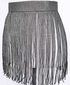 Rhinestone Slash Fringe Belt