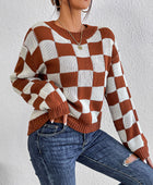 Checkered Round Neck Sweater