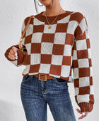 Checkered Round Neck Sweater