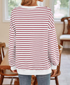 Lovelet Striped Round Neck Long Sleeve Sweatshirt