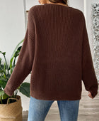 Contrast Dropped Shoulder Long Sleeve Sweater