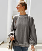 Mock Neck Dropped Shoulder Sweatshirt - Body By J'ne