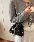 Drawstring Sequin Crossbody Bag