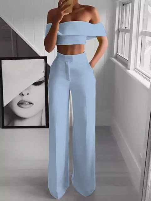 Fierce Cropped Top + Long Trousers Set - Body By J'ne