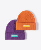 NEWYORK Patch Rib-Knit Cuffed Beanie