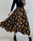 Printed Elastic Waist Midi Skirt