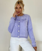 Button Down Long Sleeve Fuzzy Cardigan