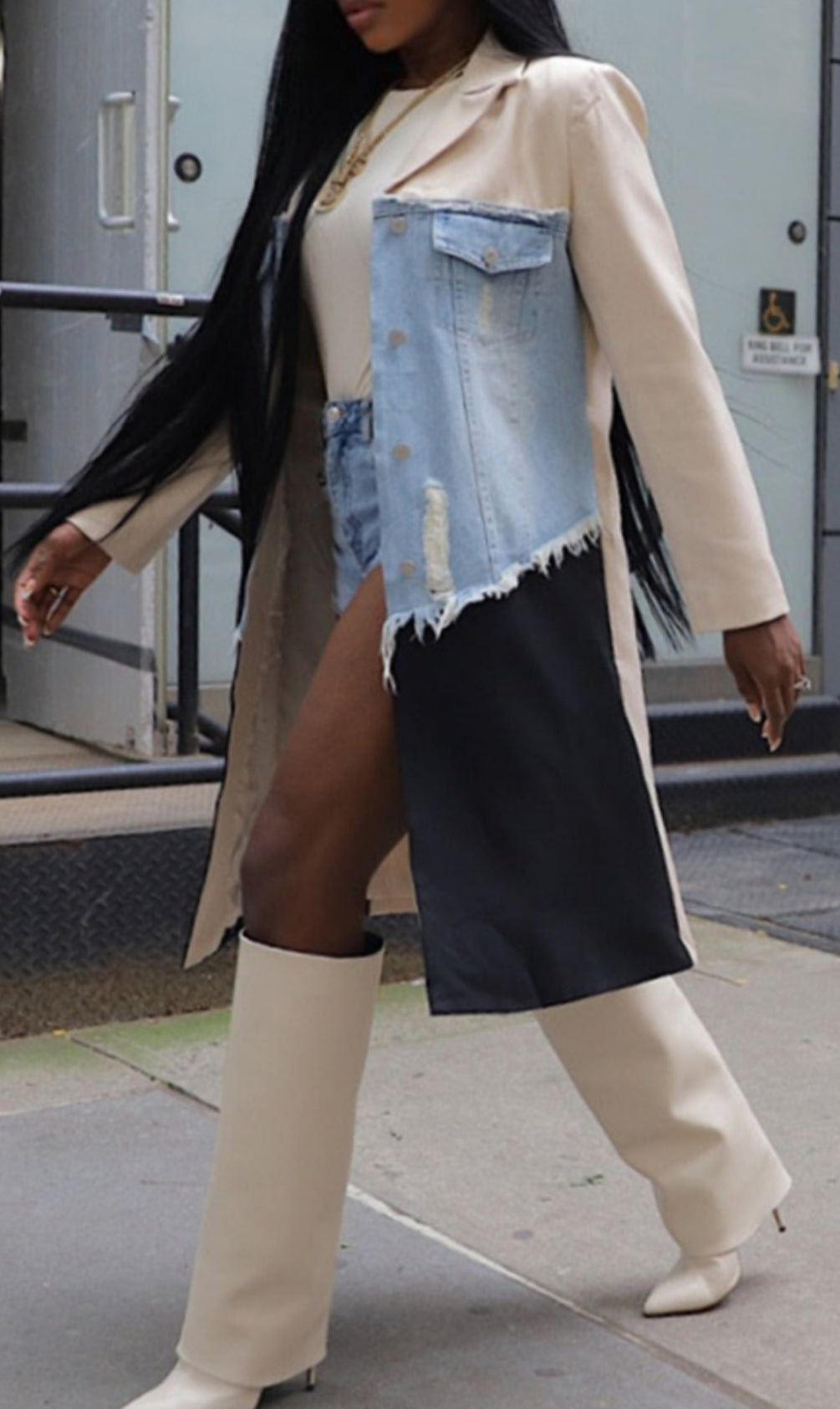 Colorblock Ripped Cardigan Coat - Body By J'ne