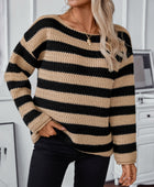 Striped Dropped Shoulder Long Sleeve Sweater