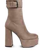 Wanderer Flared Block Heel Mid-Calf Boots