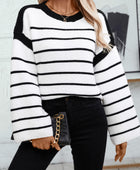 Striped Round Neck Long Sleeve Sweater