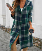 Devine Plaid Long Sleeve Hooded Coat